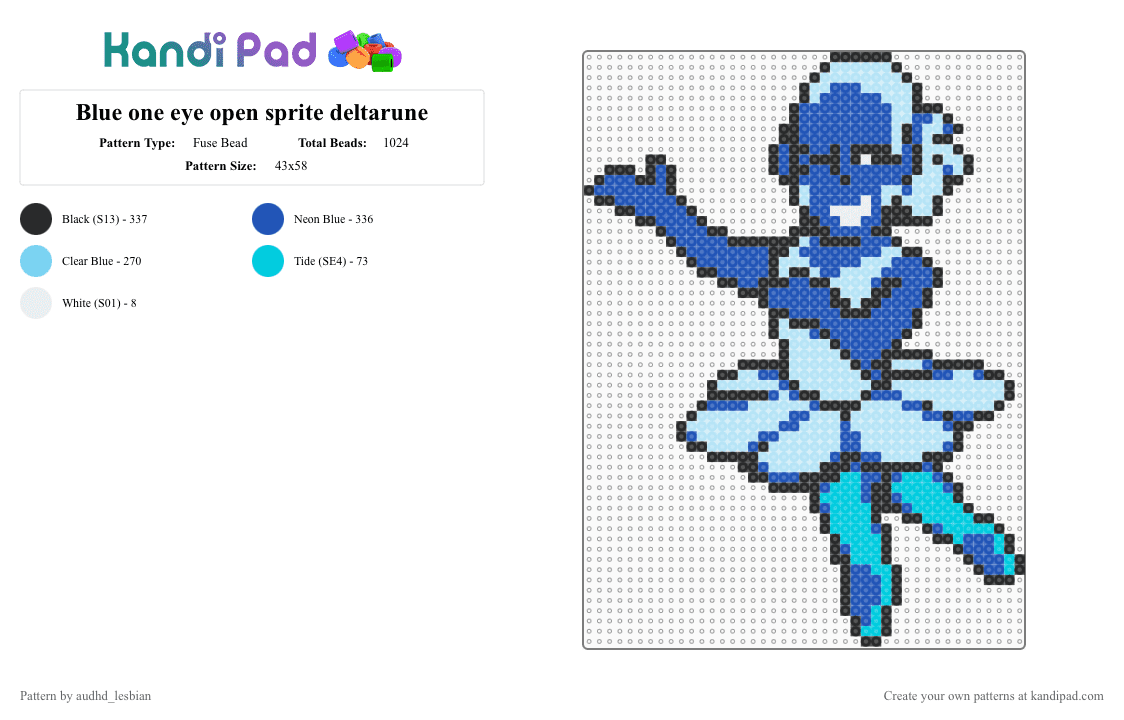 Blue one eye open sprite deltarune - Fuse Bead Pattern by audhd_lesbian on Kandi Pad - blue, chapter 5, dancer, deltarune, flower, light blue