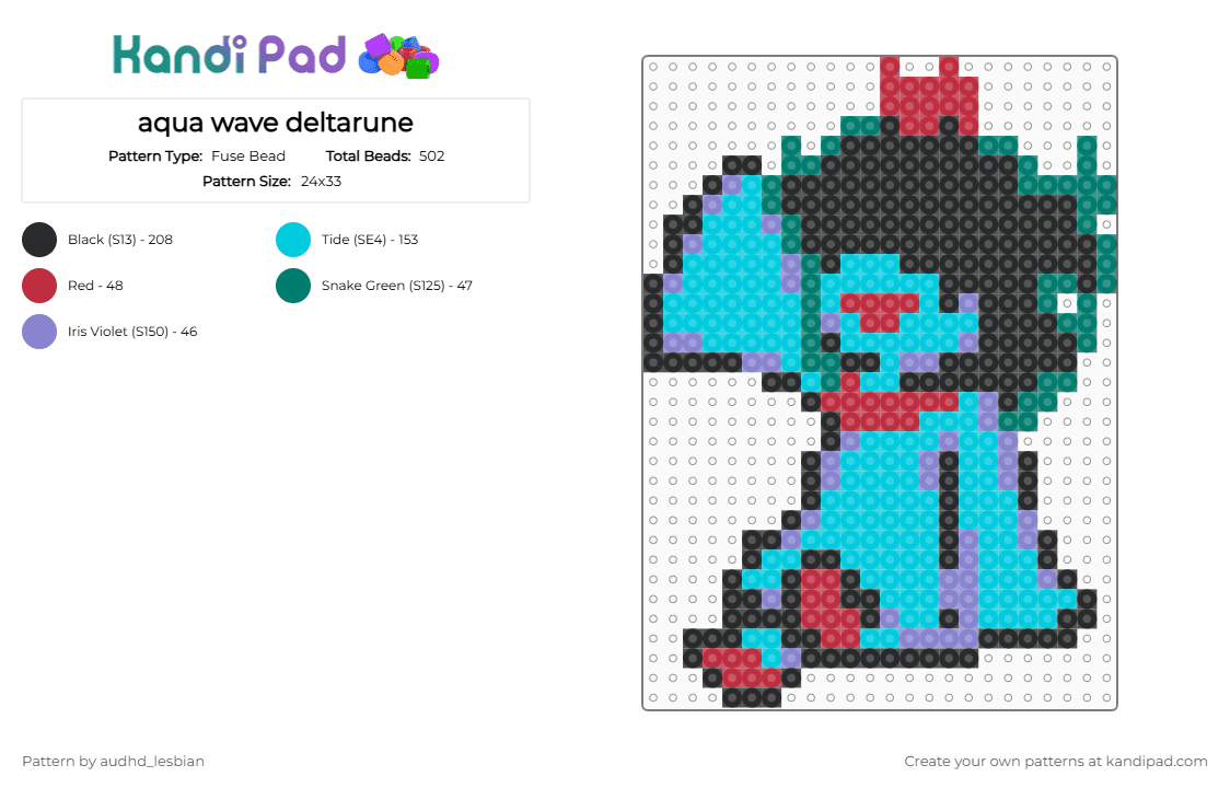 aqua wave deltarune - Fuse Bead Pattern by audhd_lesbian on Kandi Pad - aqua, chapter 5, child, deltarune, flower, light blue