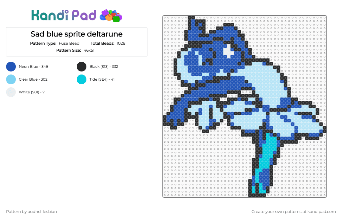 Sad blue sprite deltarune - Fuse Bead Pattern by audhd_lesbian on Kandi Pad - light blue,blue,deltarune,dancer,chapter 5