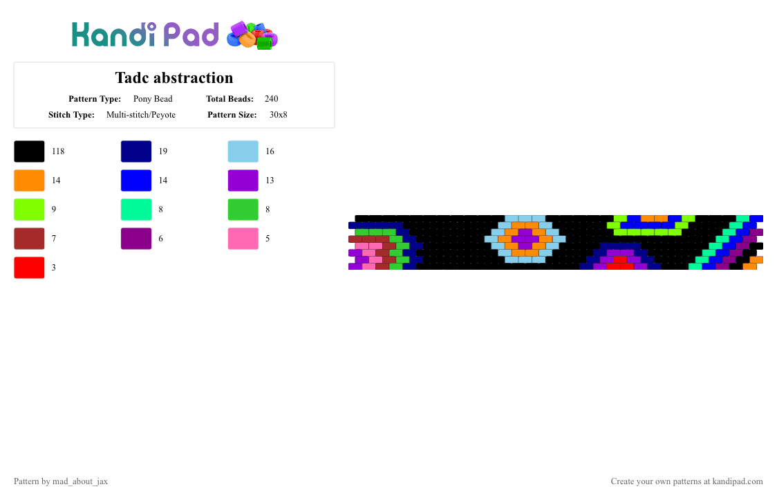 Tadc abstraction - Pony Bead Pattern by mad_about_jax on Kandi Pad - black,light blue,purple,green