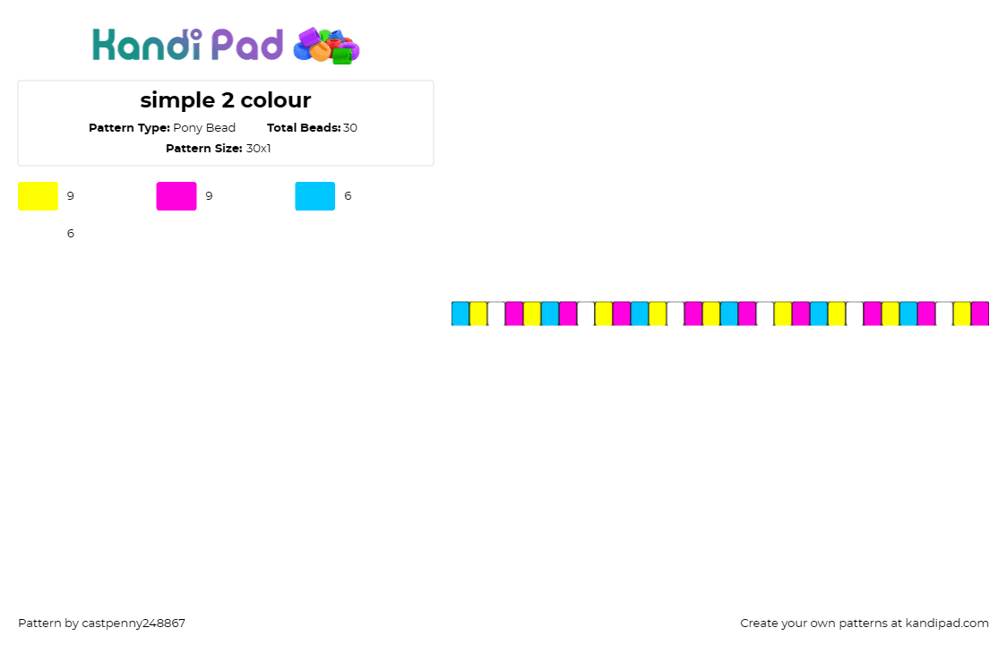 simple 2 colour - Pony Bead Pattern by castpenny248867 on Kandi Pad - singles,colorful,bracelet