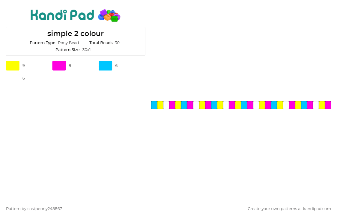 simple 2 colour - Pony Bead Pattern by castpenny248867 on Kandi Pad - singles,colorful,bracelet