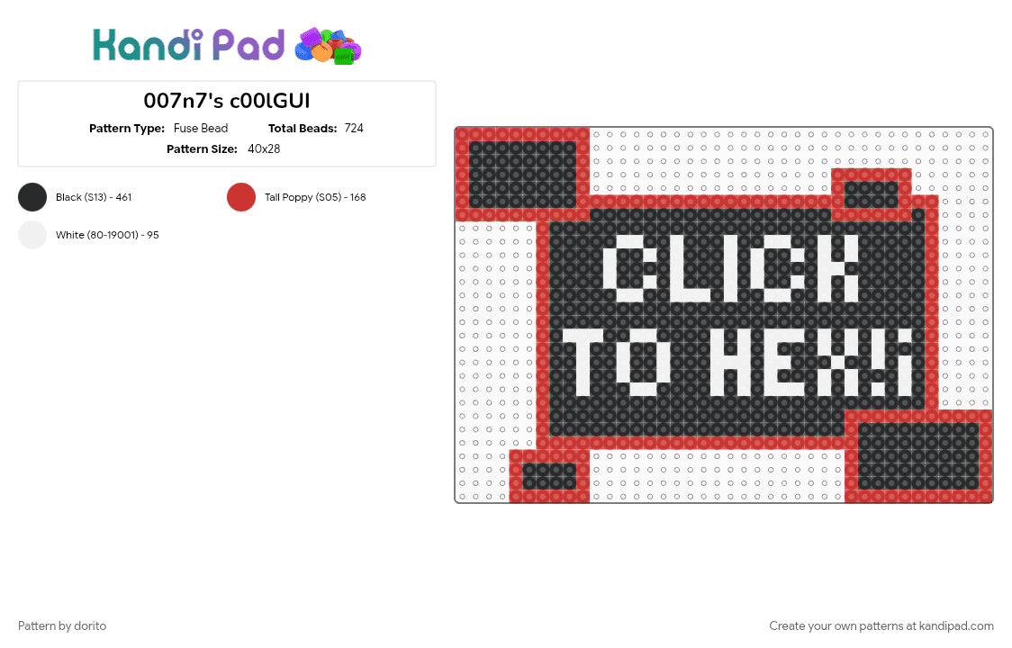 007n7\'s c00lGUI - Fuse Bead Pattern by dorito on Kandi Pad - 007n7, black, c00lgui, c00lkidd, forsaken, iloveyaoi, red, roblox, white
