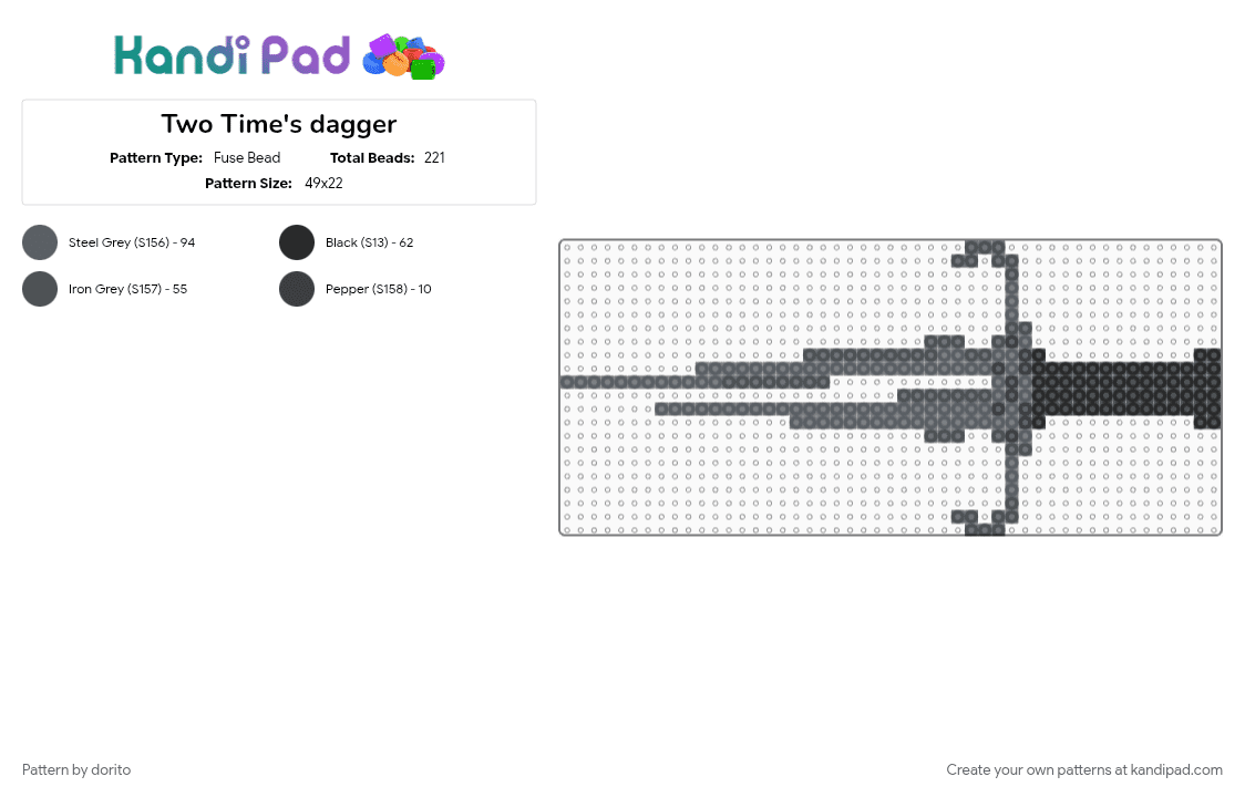 Two Time\'s dagger - Fuse Bead Pattern by dorito on Kandi Pad - azure, azurewrath, character, dagger, forsaken, forsakenroblox, two time forsaken, video game
