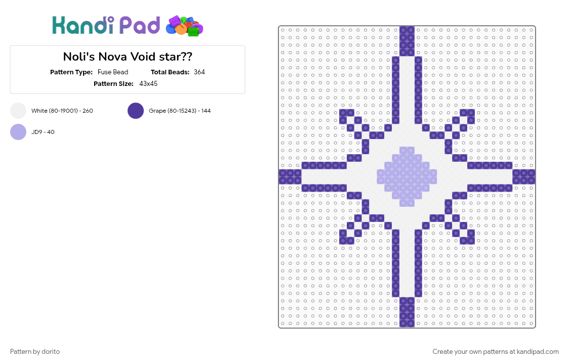 Noli\'s Nova Void star?? - Fuse Bead Pattern by dorito on Kandi Pad - forsaken, iloveyaoi, noli, noliforaken, novastar, purple, star