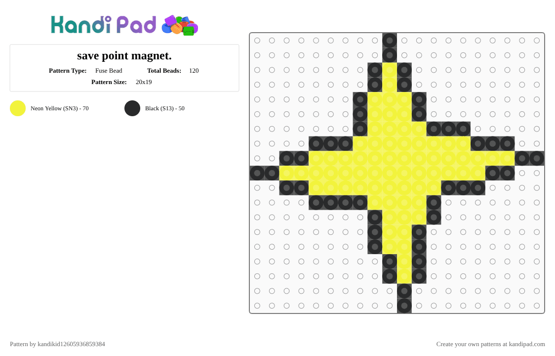 save point magnet. - Fuse Bead Pattern by kandikid12605936859384 on Kandi Pad - black, fuse bead, undertale, yellow