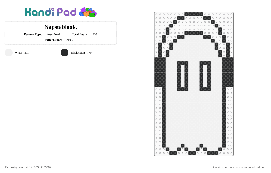 Napstablook, - Fuse Bead Pattern by kandikid12605936859384 on Kandi Pad - black,white,undertale,perler