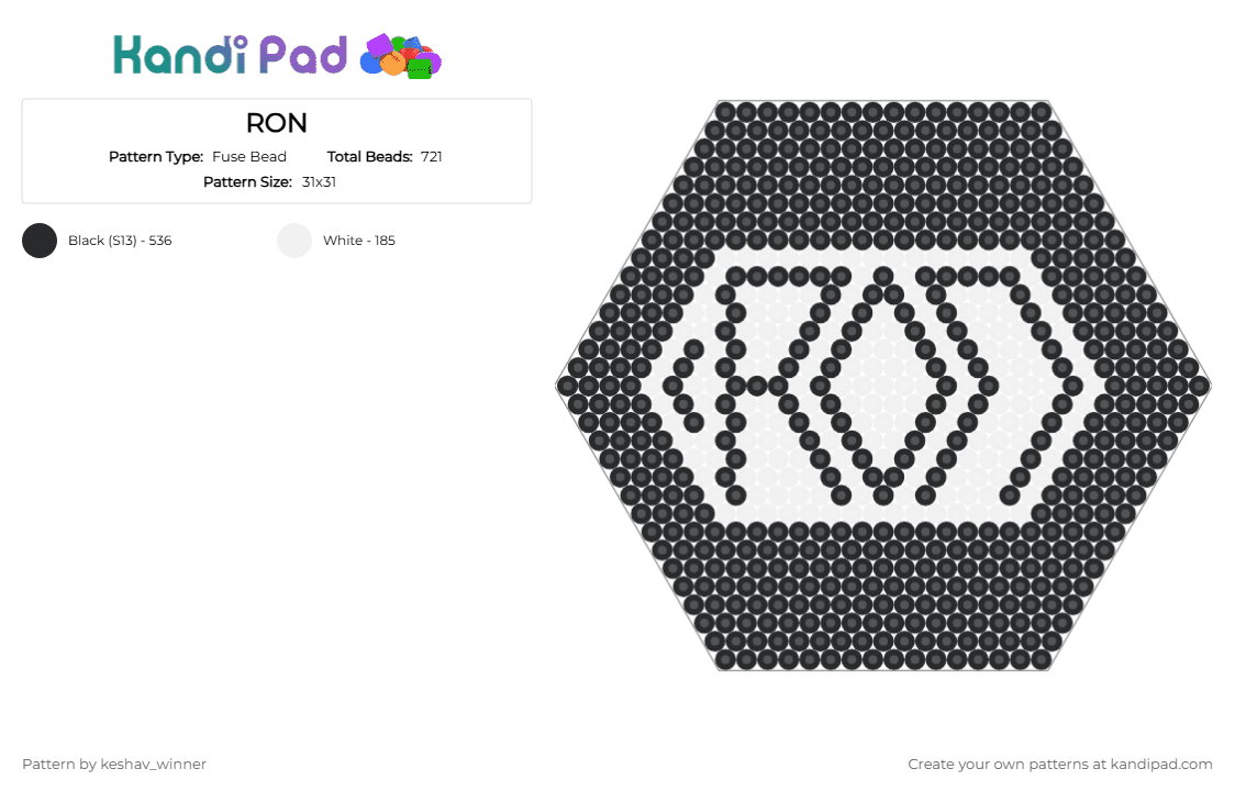 RON - Fuse Bead Pattern by keshav_winner on Kandi Pad - black