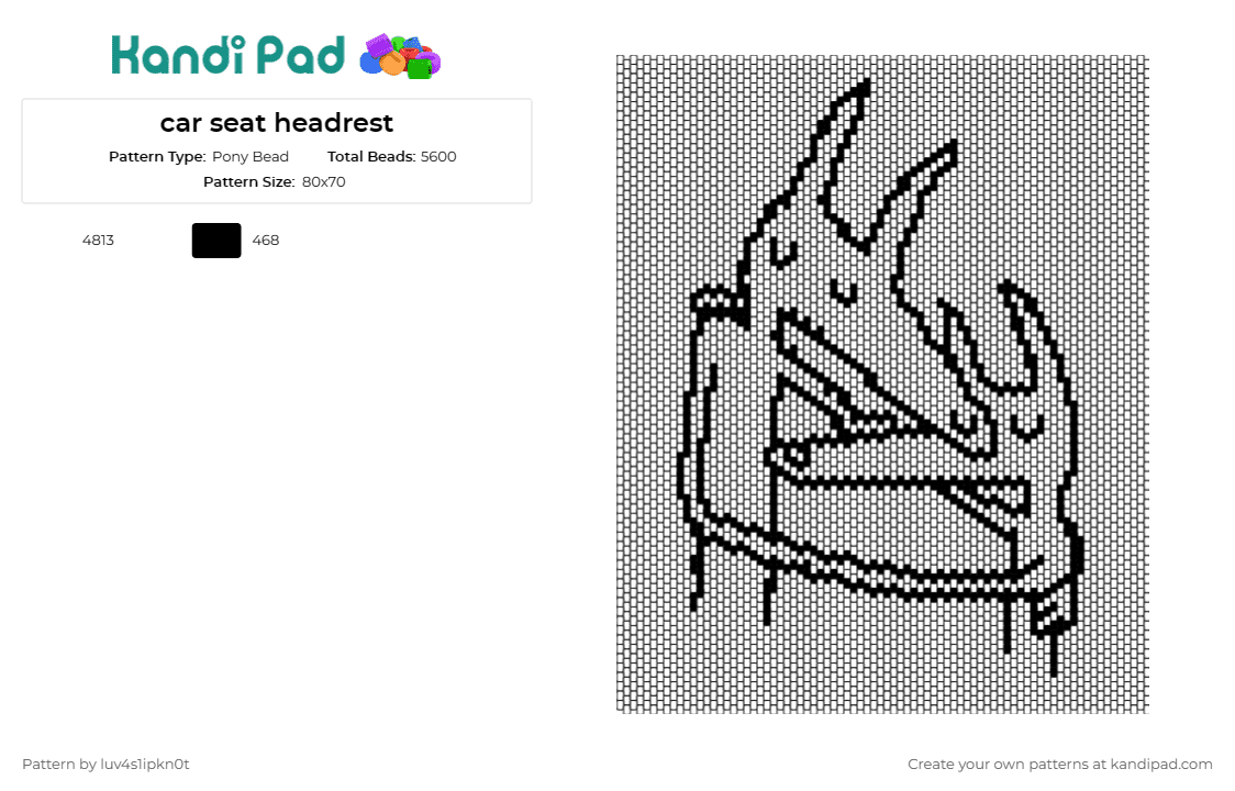 car seat headrest - Pony Bead Pattern by luv4s1ipkn0t on Kandi Pad - car seat headrest,band,music,outline,black,white