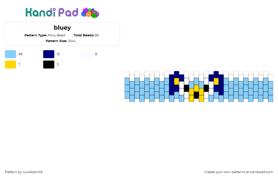 Bluey Pony Bead Pattern - Kandi Pad | Kandi Patterns, Fuse Bead ...