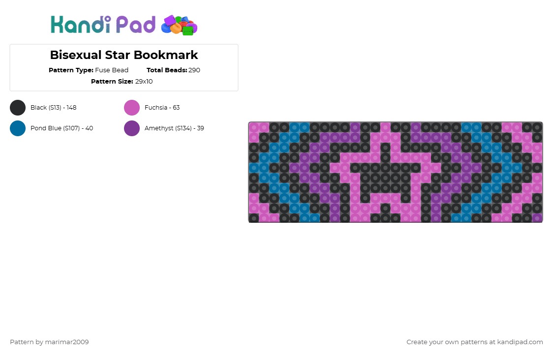 Bisexual Star Bookmark - Fuse Bead Pattern by marifarts on Kandi Pad - pink,blue