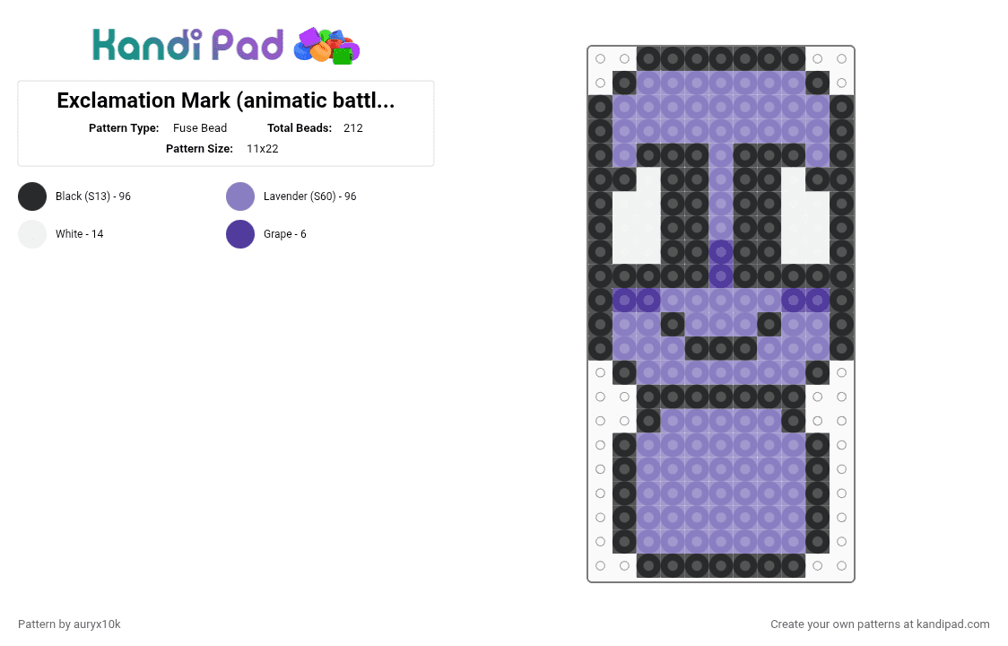 Exclamation Mark (animatic battle) :D - Fuse Bead Pattern by auryx10k on Kandi Pad - pink