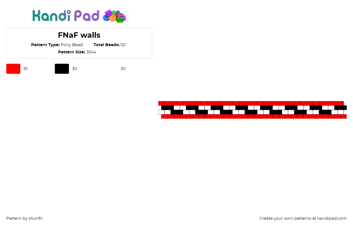 FNaF walls - Pony Bead Pattern by shunfc on Kandi Pad - fnaf,five nights at freddys,wall,video game,red,black,white