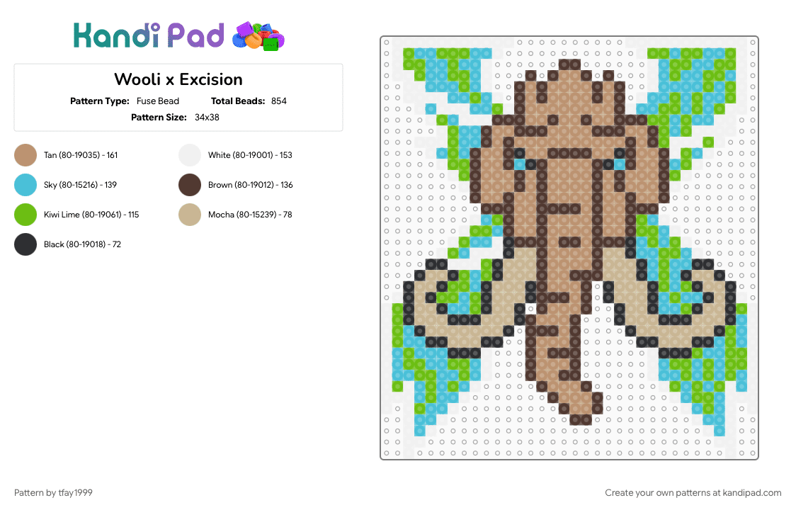 Wooli x Excision - Fuse Bead Pattern by tfay1999 on Kandi Pad - beige
