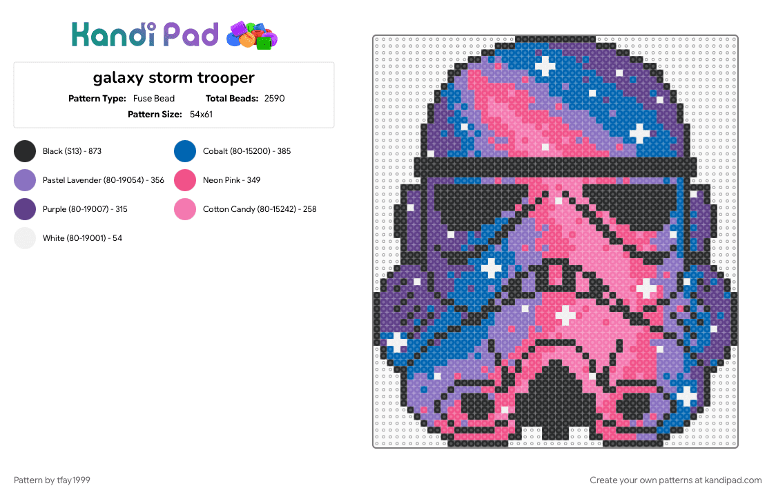 galaxy storm trooper - Fuse Bead Pattern by tfay1999 on Kandi Pad - blue, pink