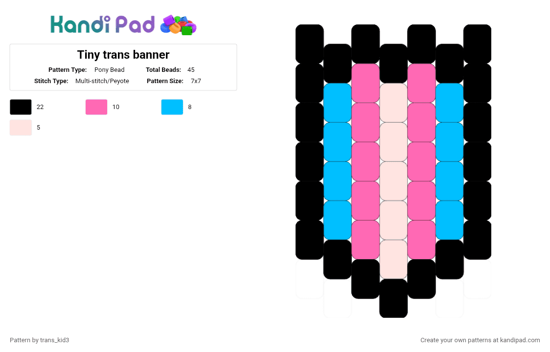 Tiny trans banner - Pony Bead Pattern by trans_kid3 on Kandi Pad - light blue, pink