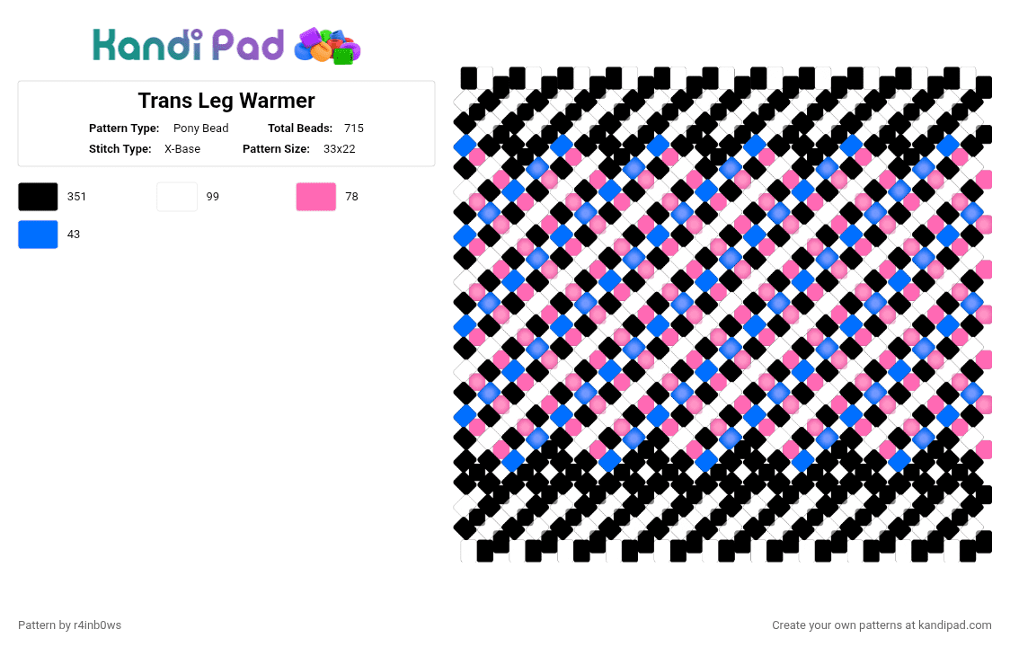 Trans Leg Warmer - Pony Bead Pattern by r4inb0ws on Kandi Pad - blue, pink