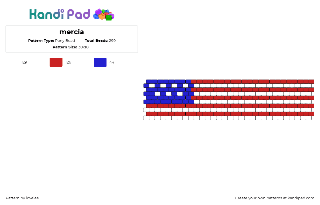 mercia - Pony Bead Pattern by lovelee on Kandi Pad - america,united states,usa,country,flags