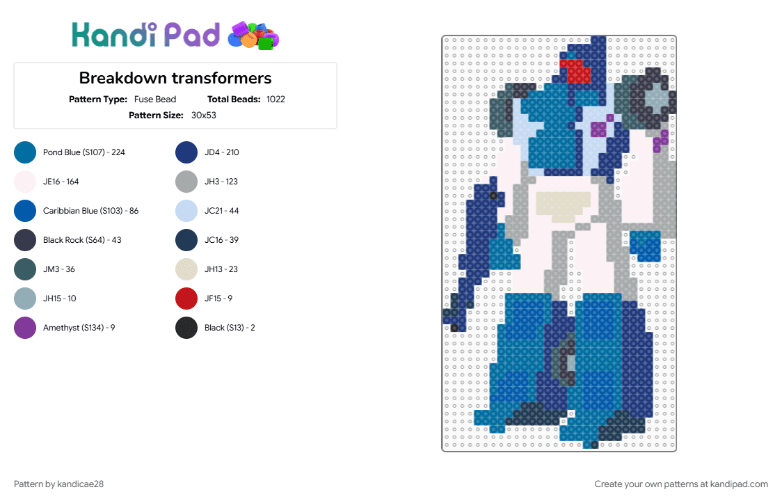 Breakdown transformers - Fuse Bead Pattern by kandicae28 on Kandi Pad - blue, breakdown, gray, transformers