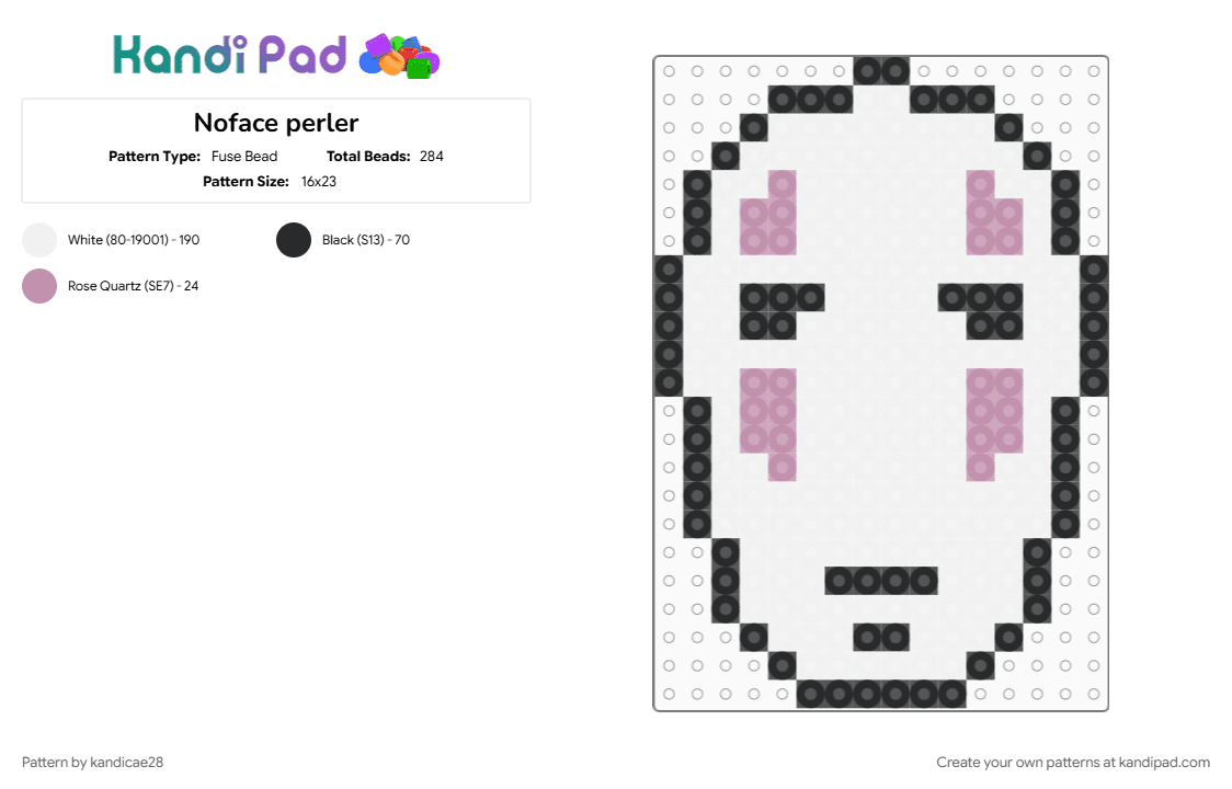 Noface perler - Fuse Bead Pattern by kandicae28 on Kandi Pad - anime, manga, noface, spirited away, studio ghibli