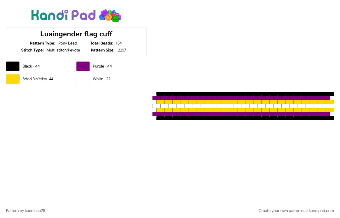 Luaingender flag cuff - Pony Bead Pattern by kandicae28 on Kandi Pad - lgbtqia, luaingender, obscure labels, pink, pride, yellow