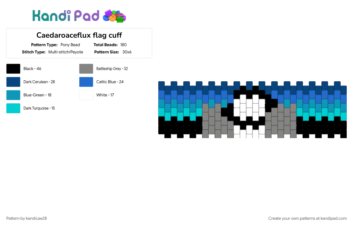 Caedaroaceflux flag cuff - Pony Bead Pattern by kandicae28 on Kandi Pad - aroace, aroaceflux, blue, caedaroace, caedaroaceflux, caedromantic, caedsexual, lgbtqia, pride