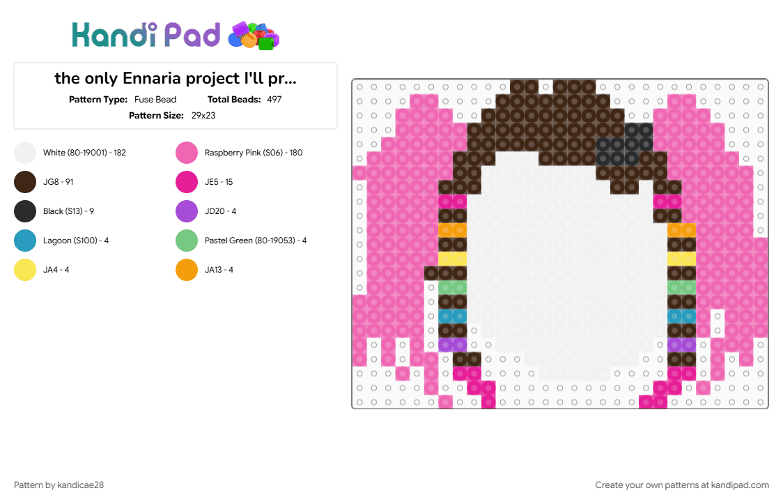 the only Ennaria project I\'ll probably actually make lmfaoooo - Fuse Bead Pattern by kandicae28 on Kandi Pad - brown, ennaria, pink, singer