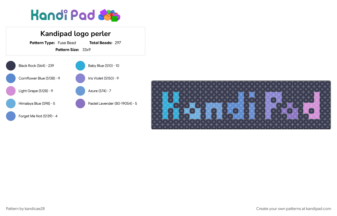 Kandipad logo perler - Fuse Bead Pattern by kandicae28 on Kandi Pad - fuse bead, kandipad, kandipad is pawsome, kandipad supremacy, kandipadisawesome, perler, purple