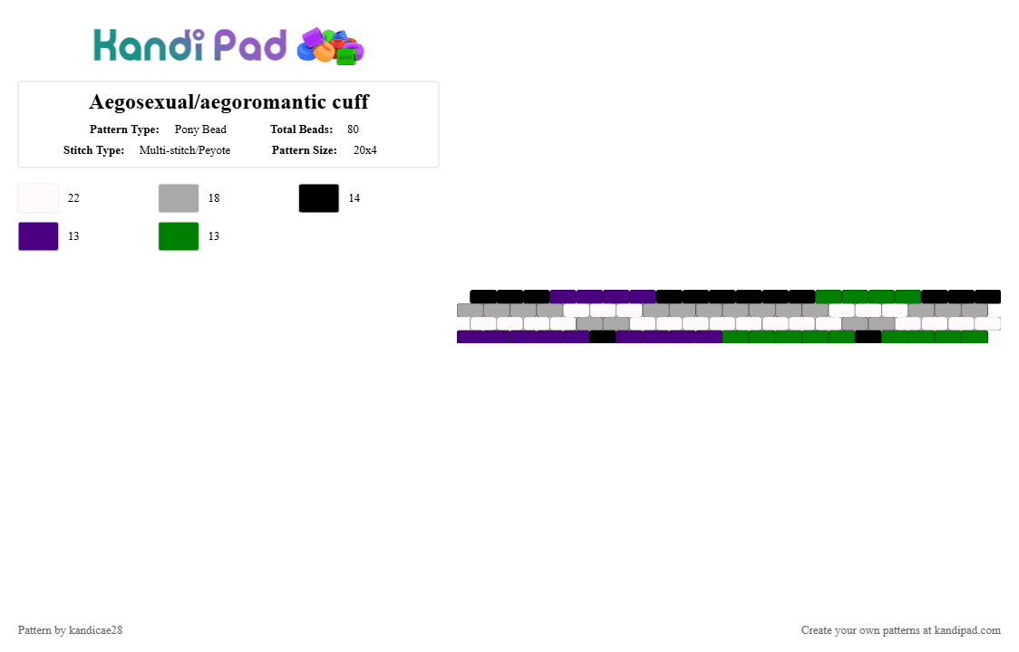 Aegosexual/aegoromantic cuff - Pony Bead Pattern by kandicae28 on Kandi Pad - aegoromantic, aegosexual, aroace, aromantic, asexual, beige, kandicuff, peyotestitch, pride