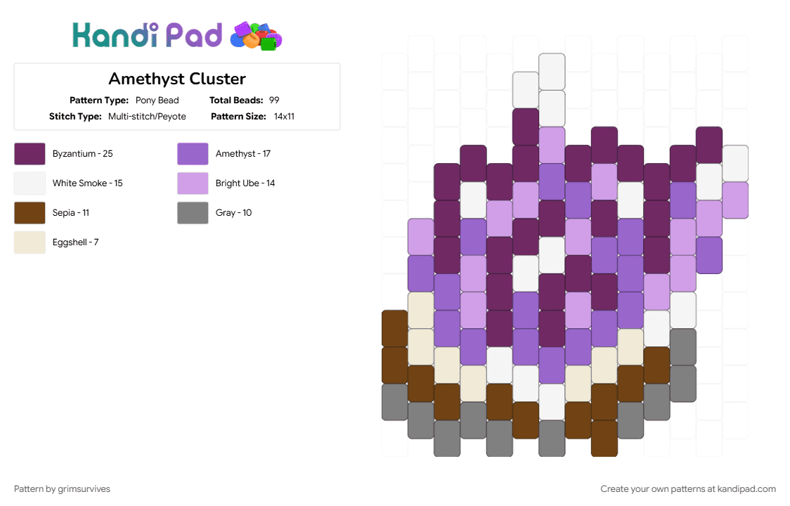 Amethyst Cluster - Pony Bead Pattern by grimsurvives on Kandi Pad - 
