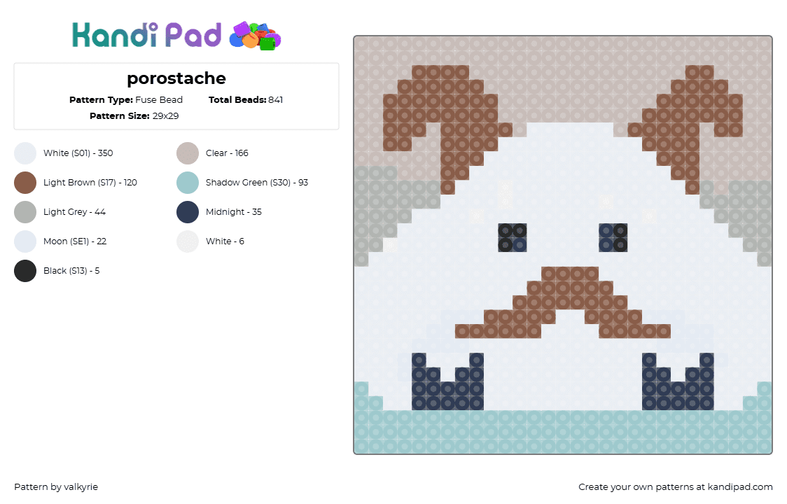 porostache - Fuse Bead Pattern by valkyrie on Kandi Pad - poro,mustache,lol,league of legends,animal,character,cute,video game,white,brown