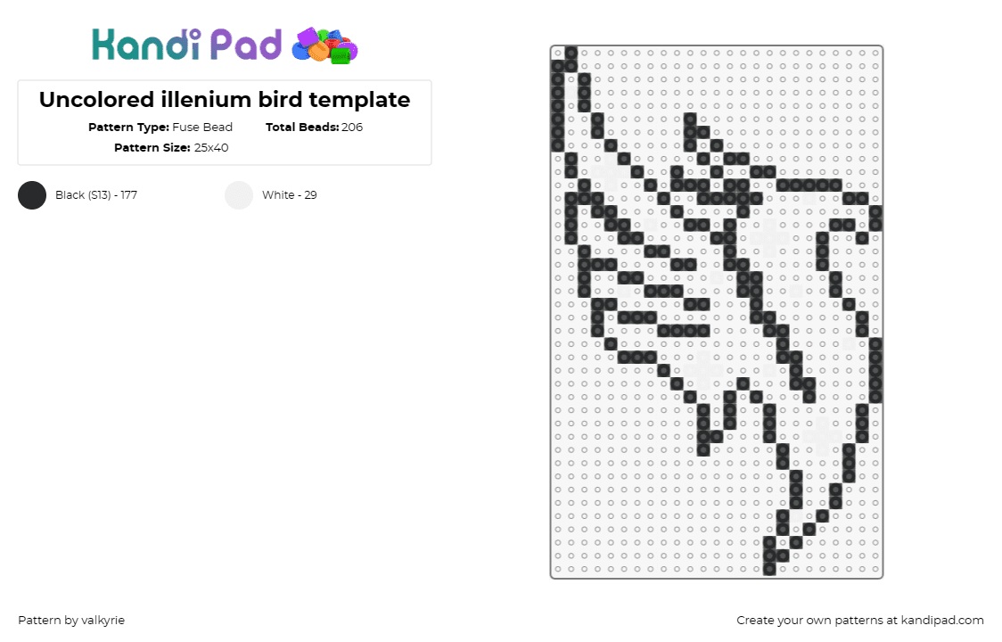 Uncolored illenium bird template - Fuse Bead Pattern by valkyrie on Kandi Pad - illenium,logo,outline,dj,edm,music,phoenix,black