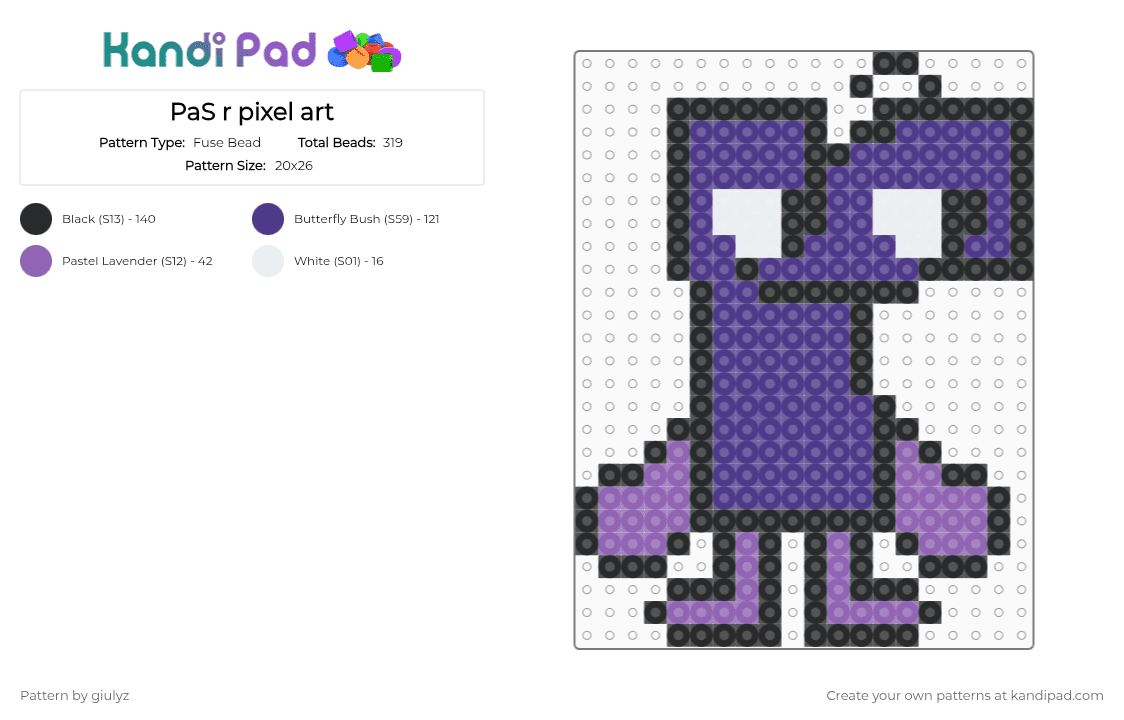 PaS r pixel art - Fuse Bead Pattern by giulyz on Kandi Pad - purple