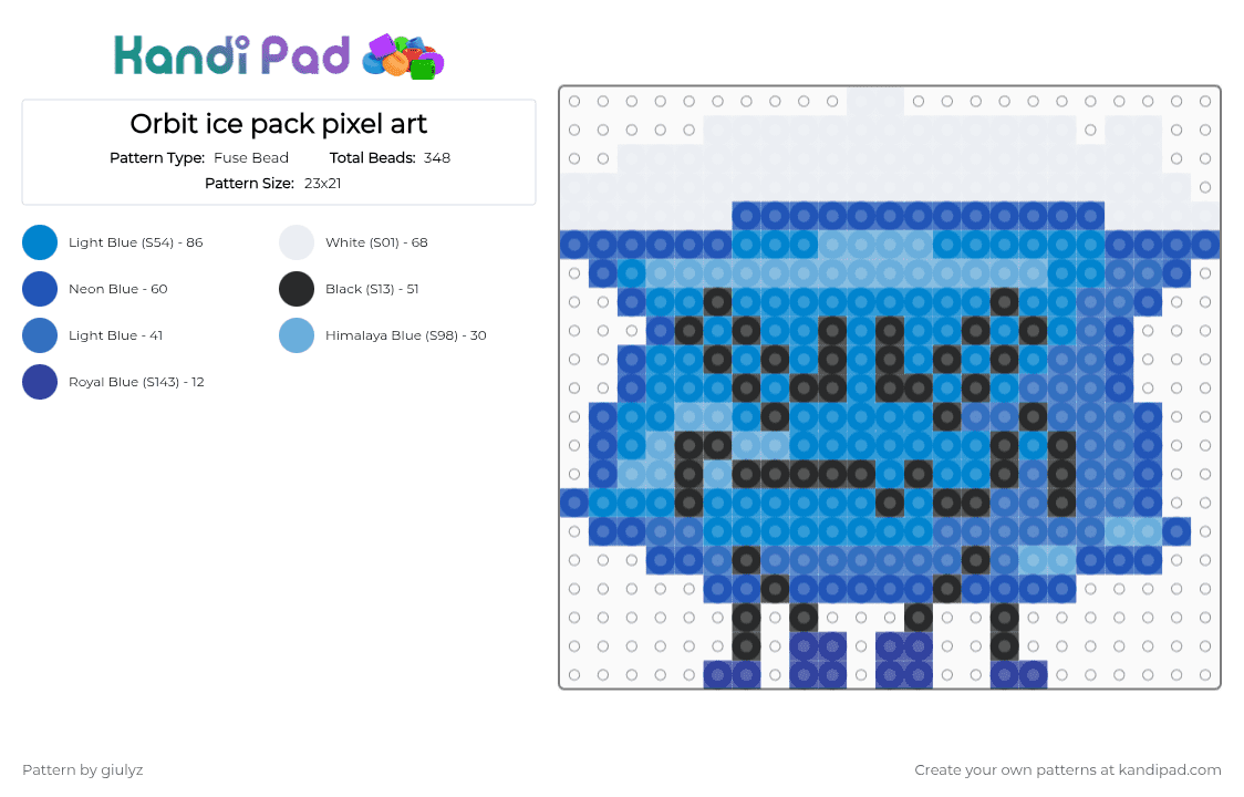 Orbit ice pack pixel art - Fuse Bead Pattern by giulyz on Kandi Pad - blue