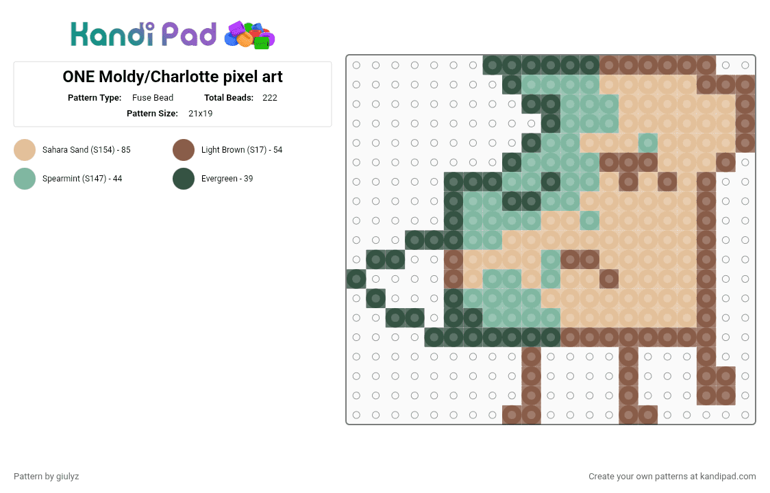 ONE Moldy/Charlotte pixel art - Fuse Bead Pattern by giulyz on Kandi Pad - beige, tan