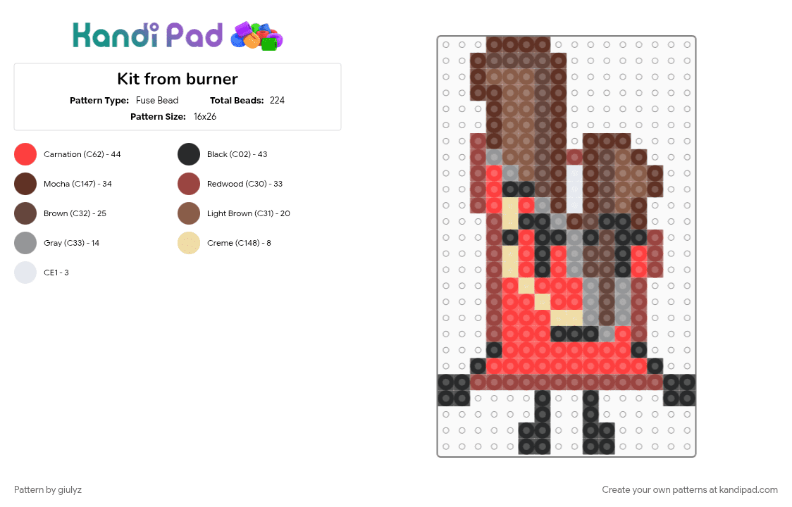 Kit from burner - Fuse Bead Pattern by giulyz on Kandi Pad - brown, red