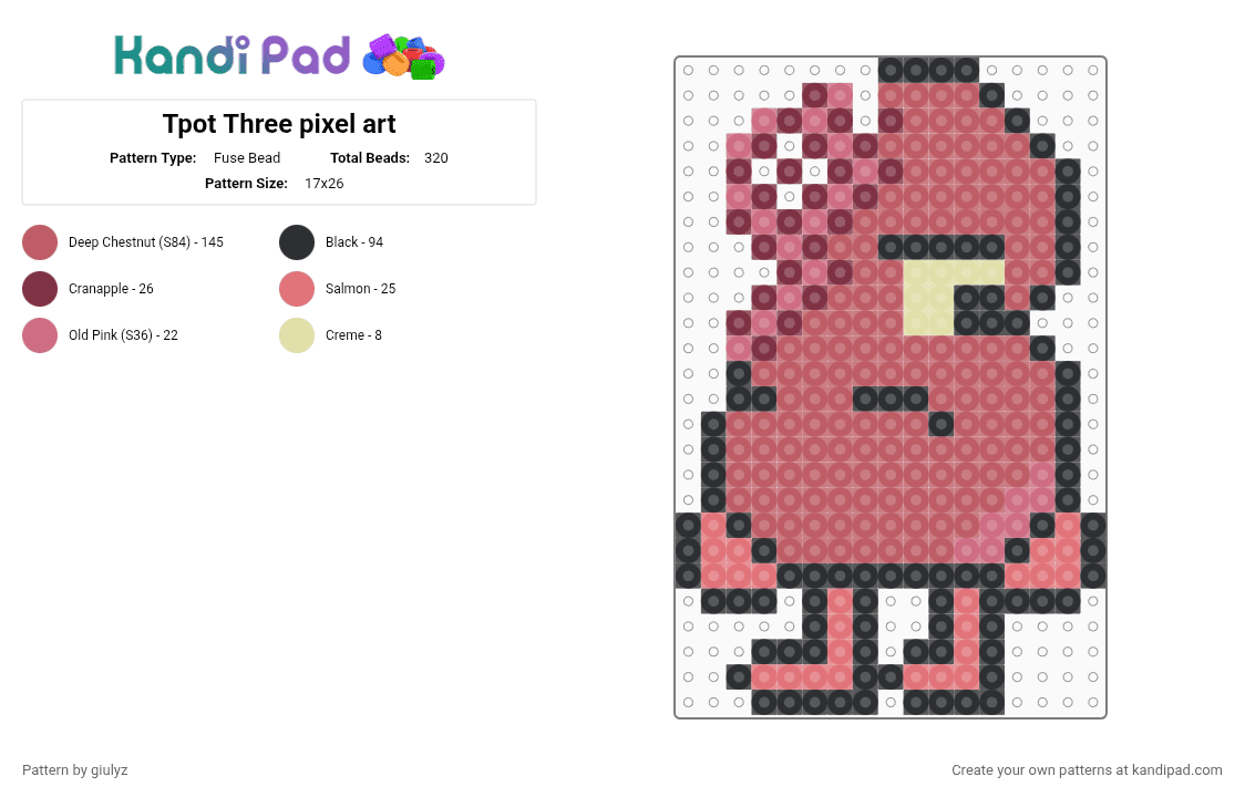 Tpot Three pixel art(after tpot 20) - Fuse Bead Pattern by giulyz on Kandi Pad - red