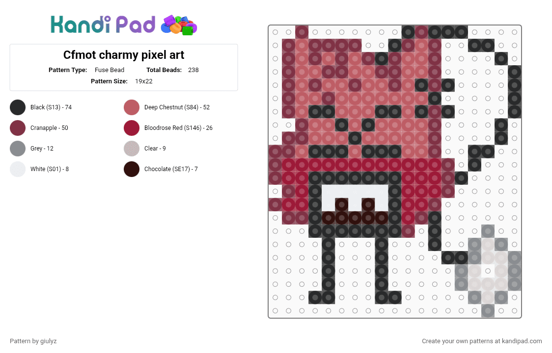 Cfmot charmy pixel art - Fuse Bead Pattern by giulyz on Kandi Pad - brown, red