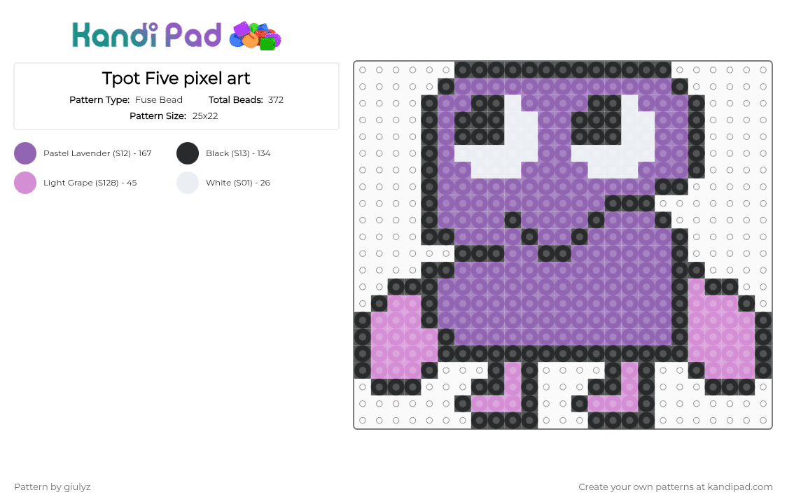 Tpot Five pixel art - Fuse Bead Pattern by giulyz on Kandi Pad - pink