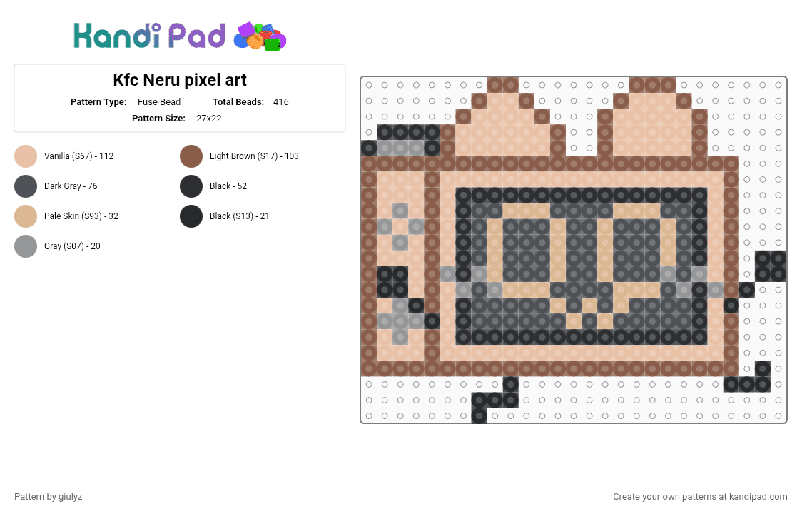 Kfc Neru pixel art - Fuse Bead Pattern by giulyz on Kandi Pad - beige