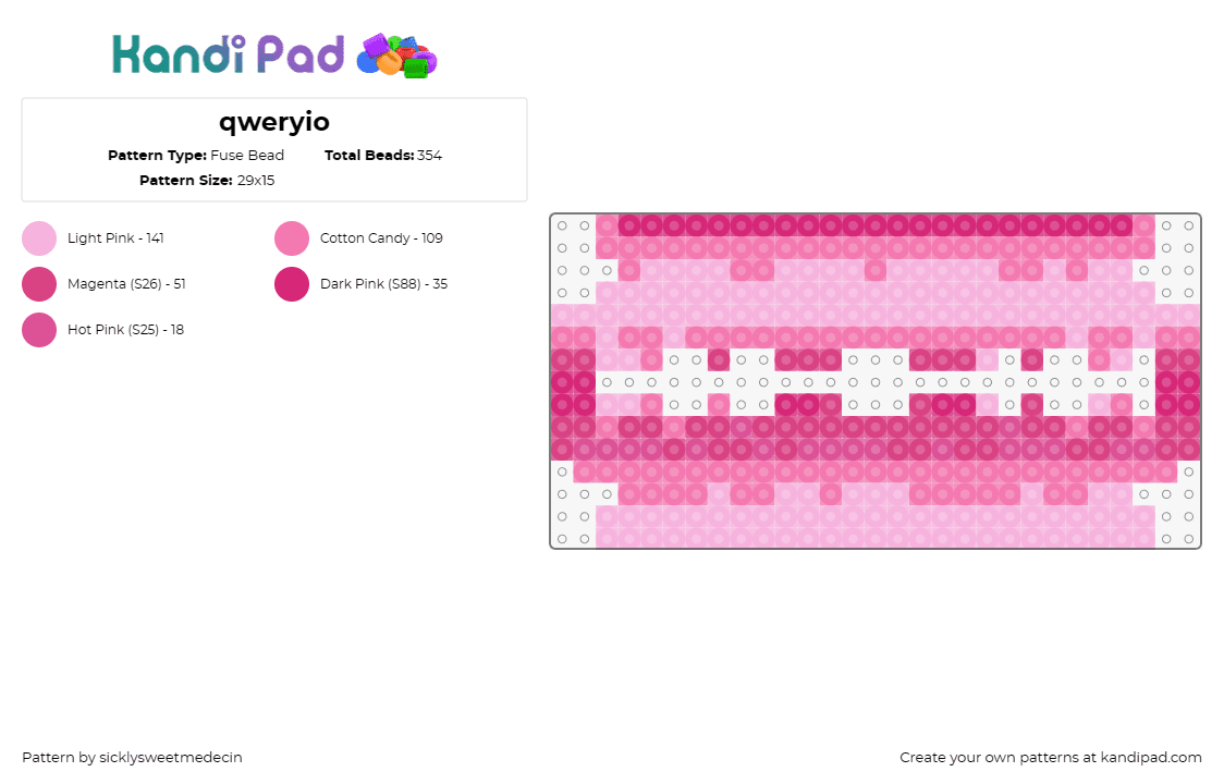 qweryio - Fuse Bead Pattern by sicklysweetmedecin on Kandi Pad - razor blade,sharp,emo,pink