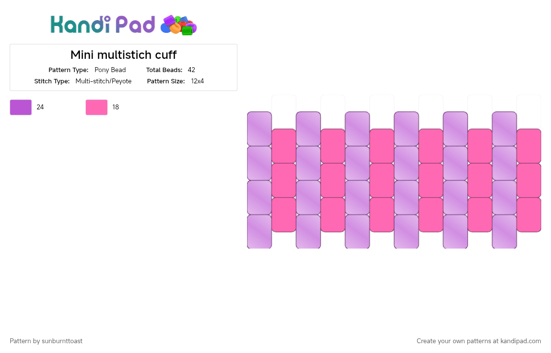 Mini multistich cuff - Pony Bead Pattern by sunburnttoast on Kandi Pad - 