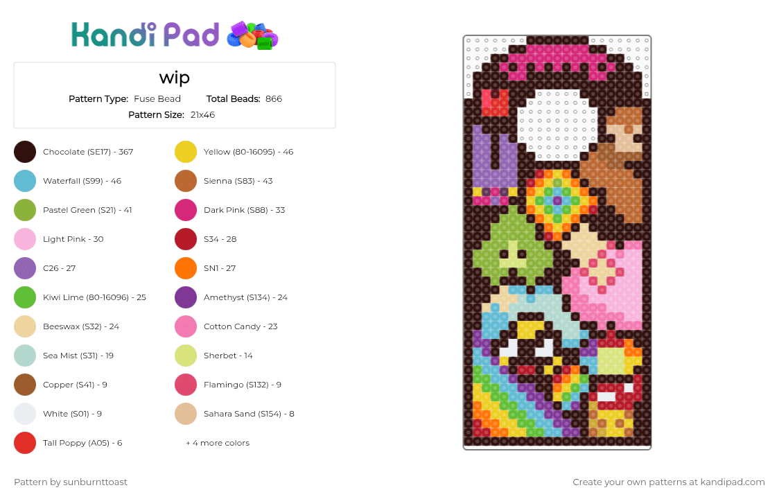 Door hanger - Fuse Bead Pattern by sunburnttoast on Kandi Pad - brown,pink