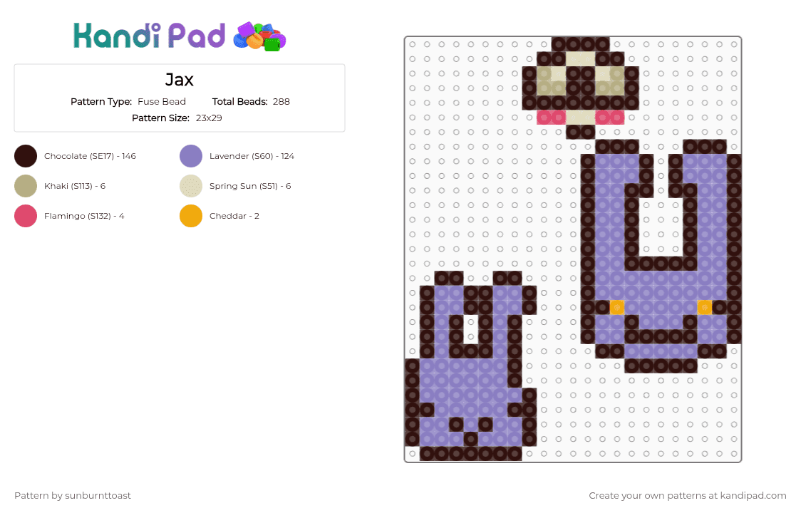 Jax - Fuse Bead Pattern by sunburnttoast on Kandi Pad - brown, pink