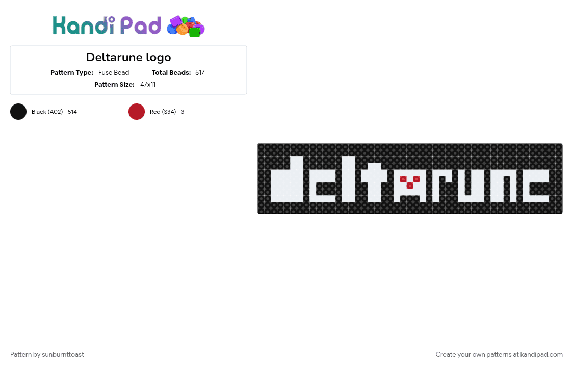 Deltarune logo - Fuse Bead Pattern by sunburnttoast on Kandi Pad - black, cool, deltarune, deltarune logo, logo, toby fox, undertale, white