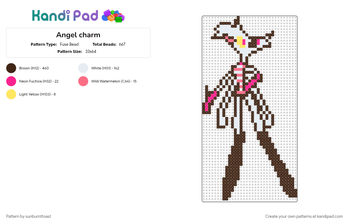 Angel charm - Fuse Bead Pattern by sunburnttoast on Kandi Pad - 