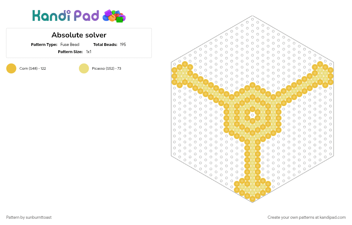Absolute solver - Fuse Bead Pattern by sunburnttoast on Kandi Pad - glitch, murderdrones, solver, yellow