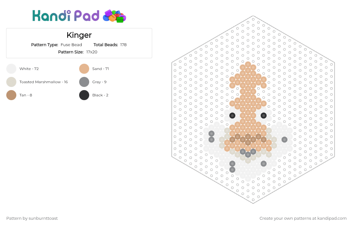 Kinger - Fuse Bead Pattern by sunburnttoast on Kandi Pad - beige
