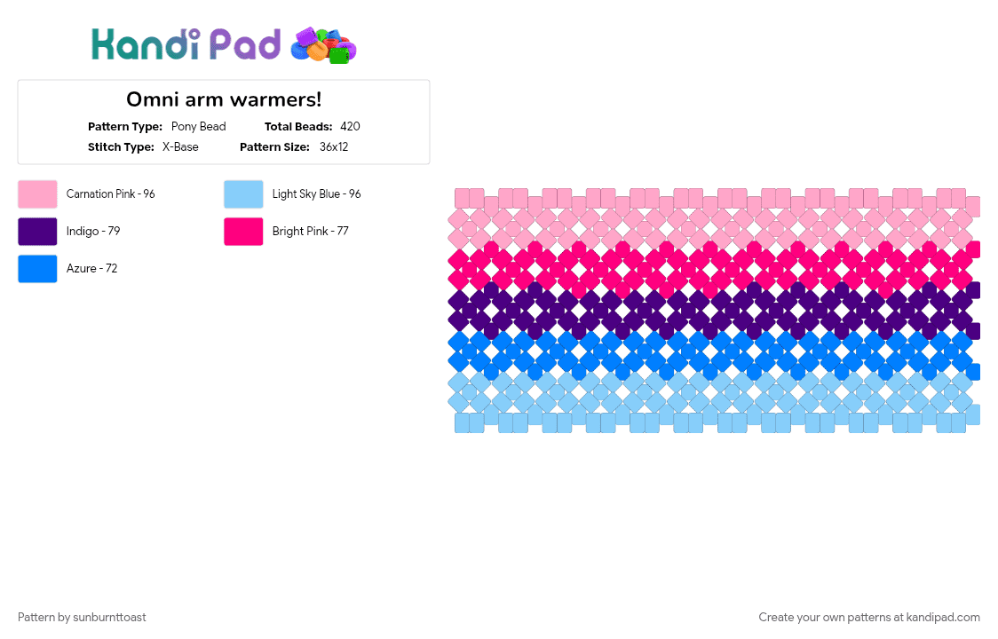 Omni arm warmers! - Pony Bead Pattern by sunburnttoast on Kandi Pad - armwarmer, kandi, omni, pink