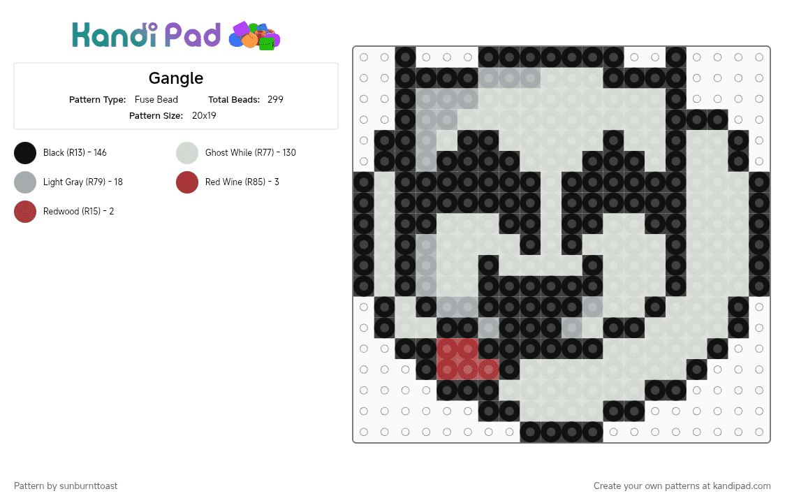 Gangle - Fuse Bead Pattern by sunburnttoast on Kandi Pad - gray, white
